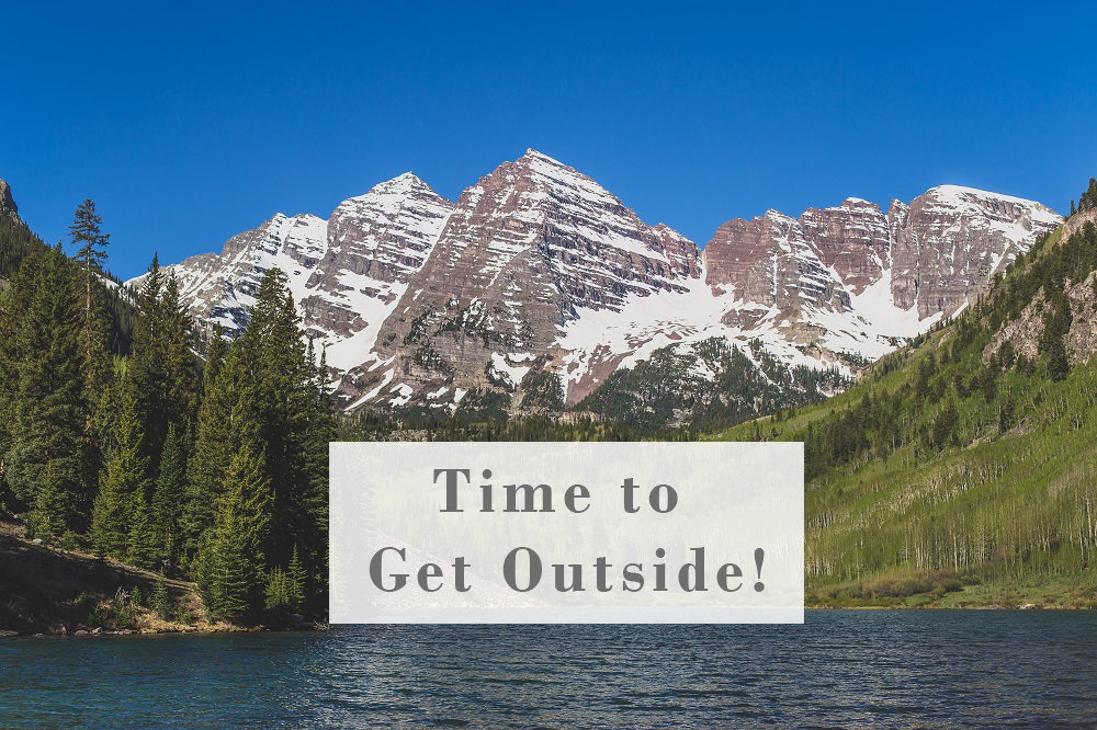 Maroon Bells mountains near Aspen, Colorado in the afternoon in spring