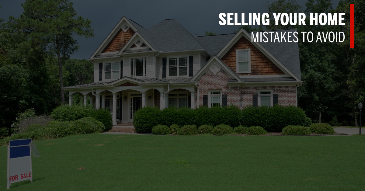 home for sale with text that says selling your home mistakes to avoid