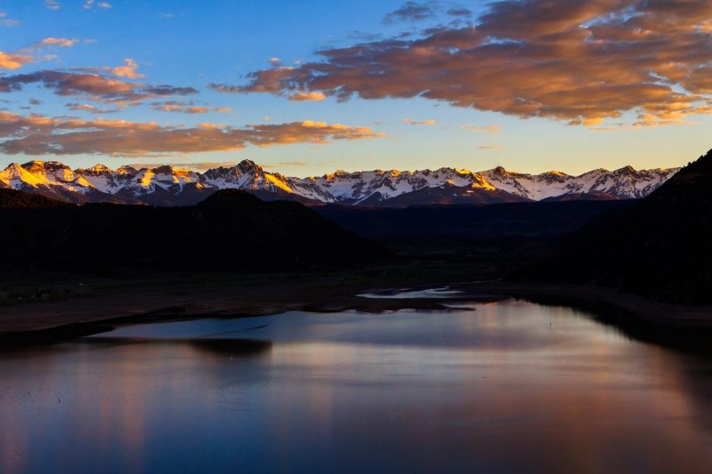 Ridgway Reservoir at sunset